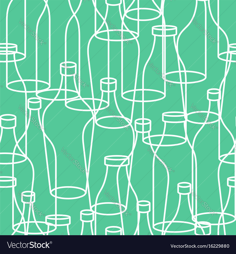 Glass bottle seamless pattern empty transparent