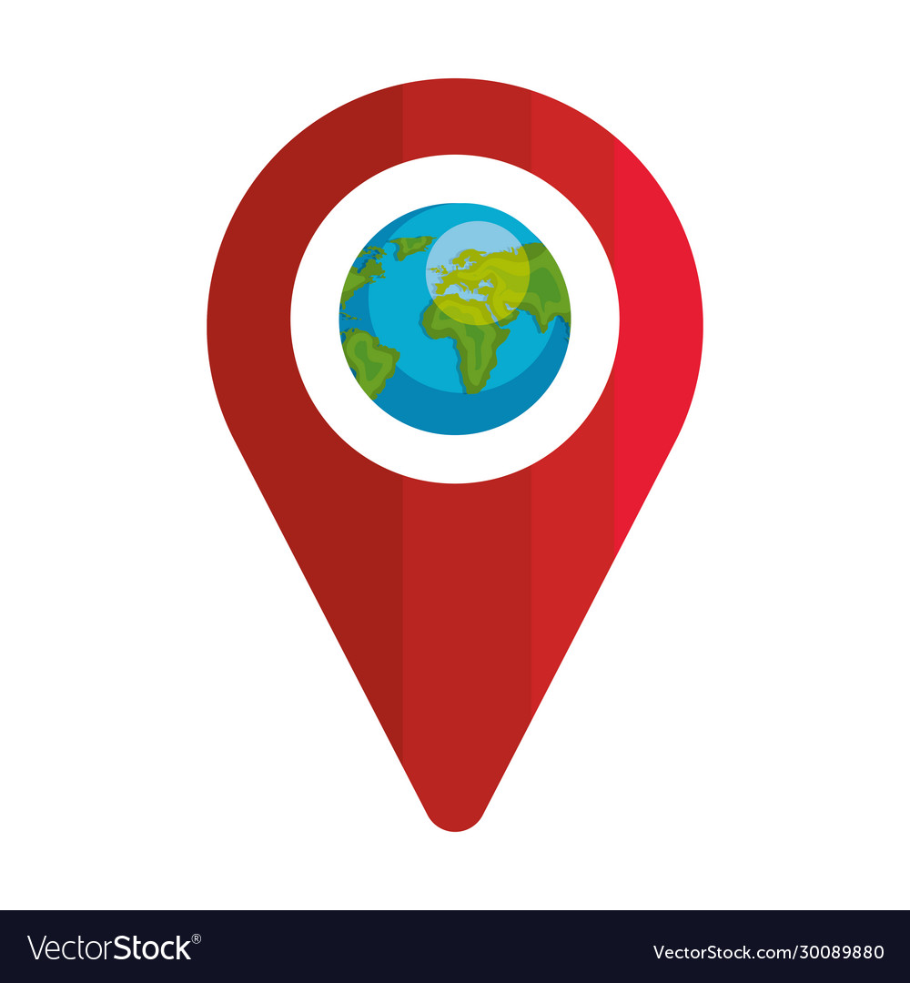 Pin pointer location with planet earth isolated Vector Image