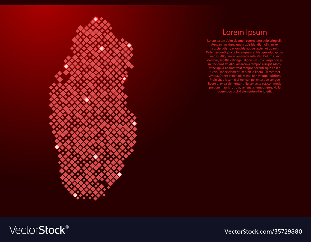 Qatar map from red pattern rhombuses different vector image Qatar map from red pattern rhombuses different