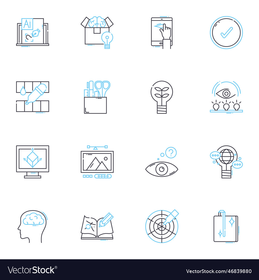 Sculptor linear icons set chisel marble bronze Vector Image Sculptor linear icons set chisel marble bronze
