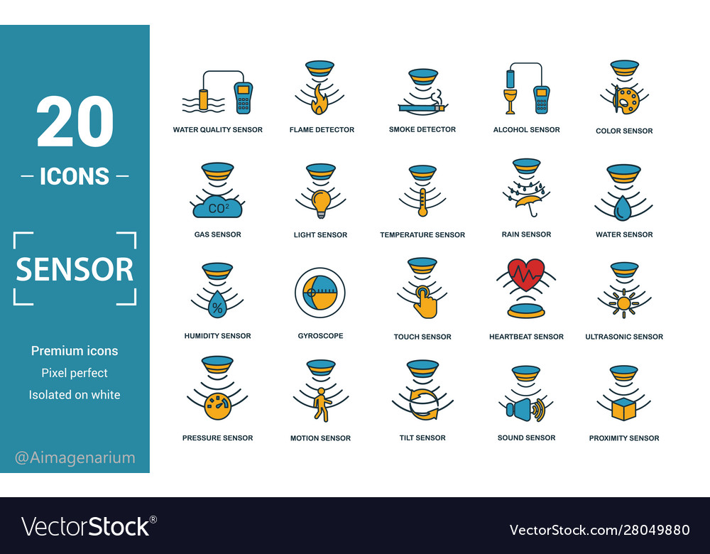 Sensor icon set include creative elements water vector image Sensor icon set include creative elements water