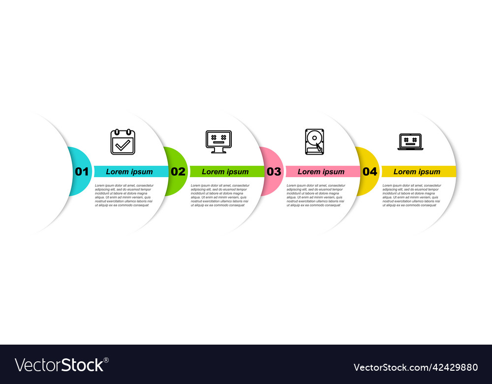 Set line calendar with check mark dead monitor vector image Set line calendar with check mark dead monitor