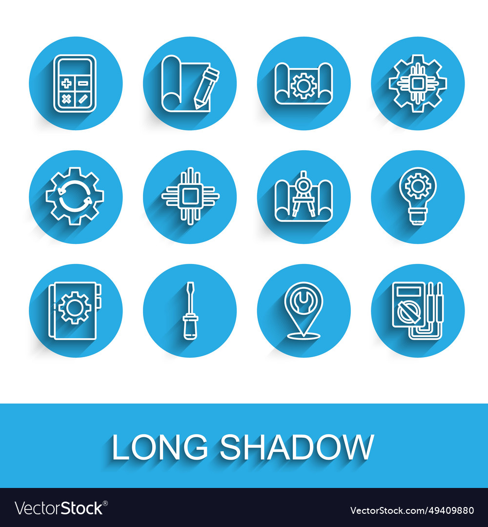 Set line user manual screwdriver calculator Vector Image Set line user manual screwdriver calculator