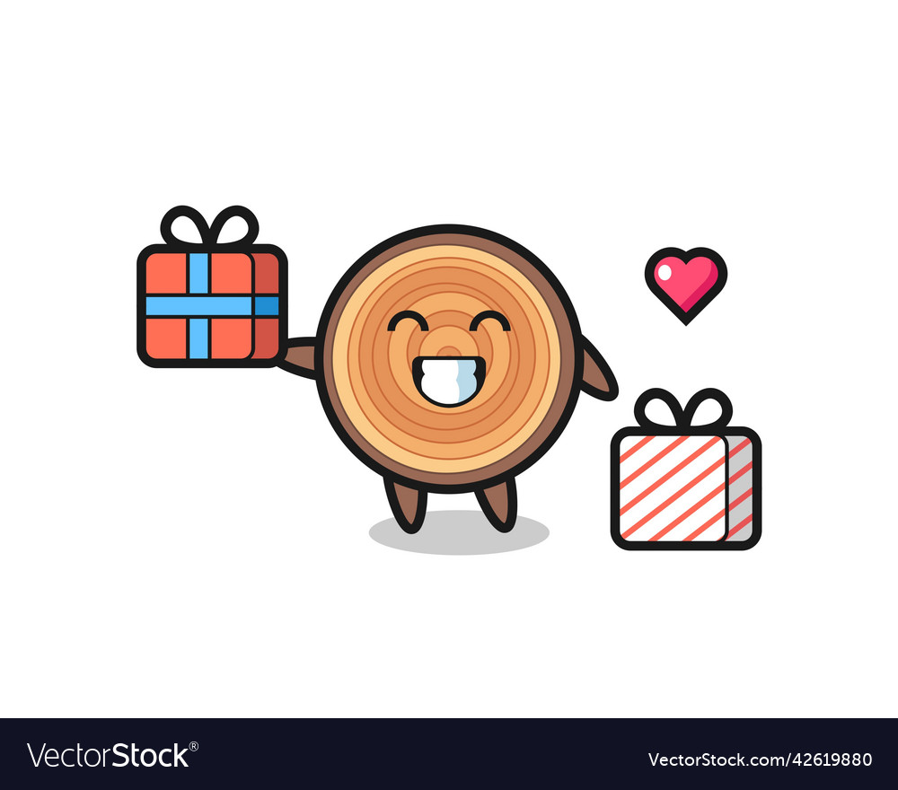 Holzkorn mascot Cartoon geben das Geschenk vector image Holzkorn mascot Cartoon geben das Geschenk