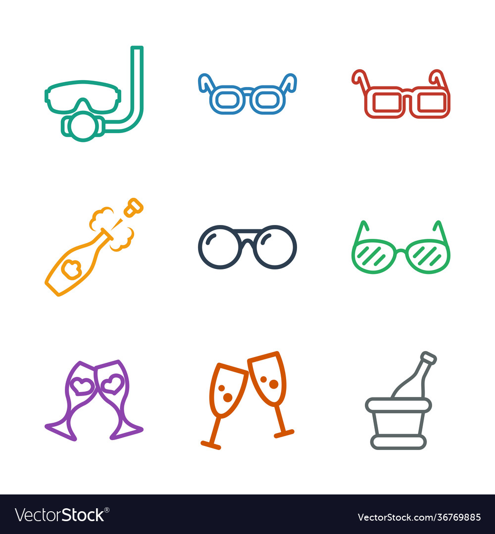 9 Glasses Icons Royalty Free Vector Image Vectorstock 5045