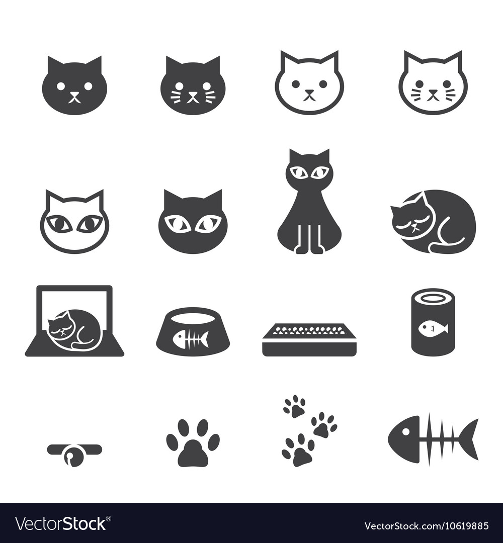 Cat icon set Royalty Free Vector Image - VectorStock