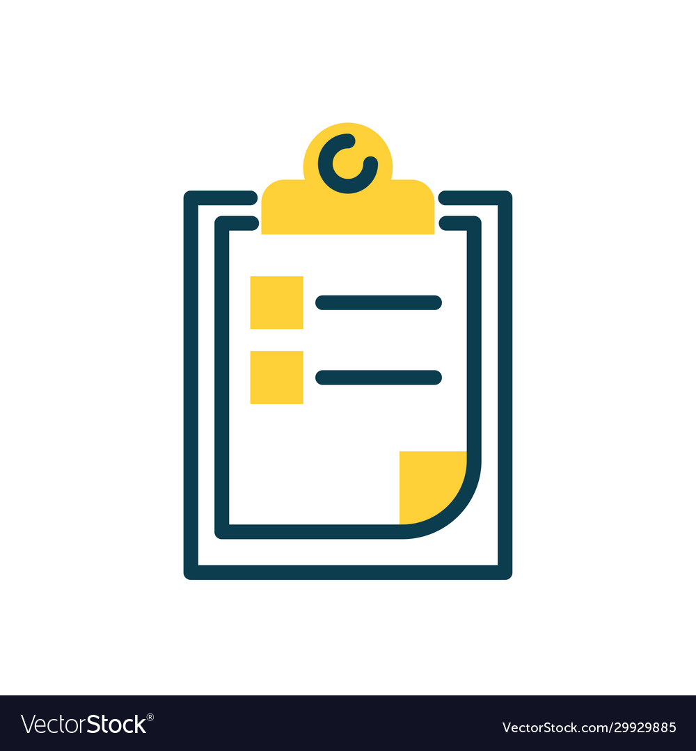 Clipboard with checklist icon half color style