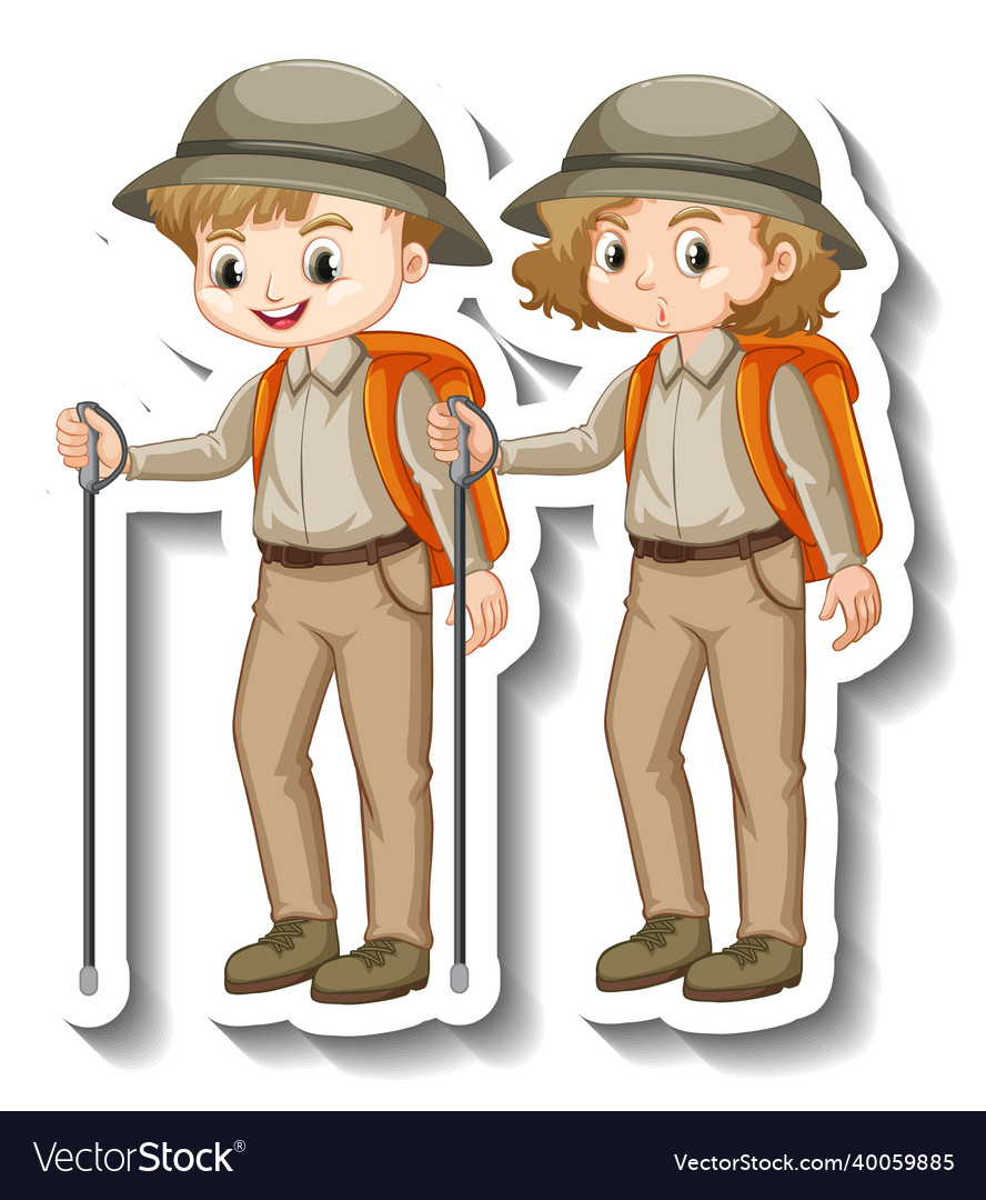 Couple kids wear safari outfit cartoon character