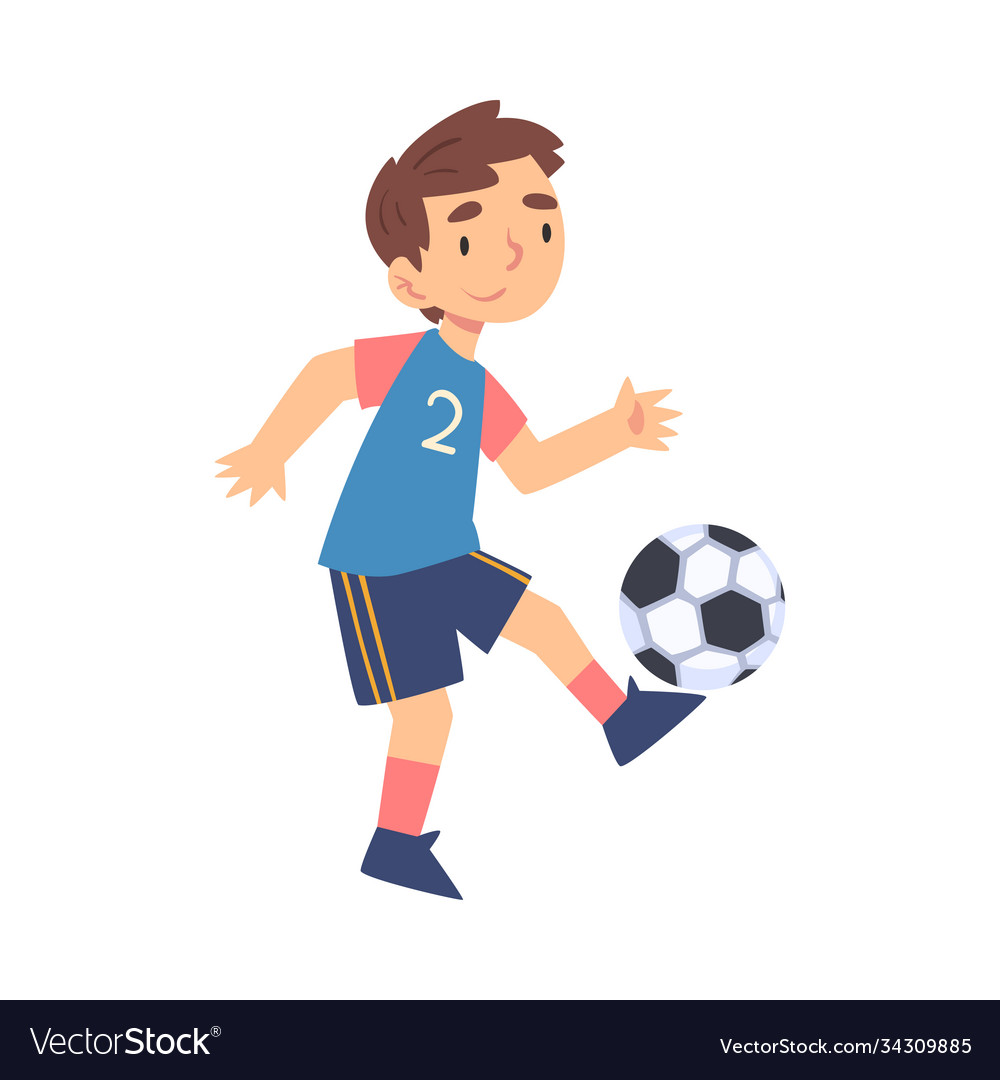 Cute boy playing soccer kid doing sports healthy Vector Image