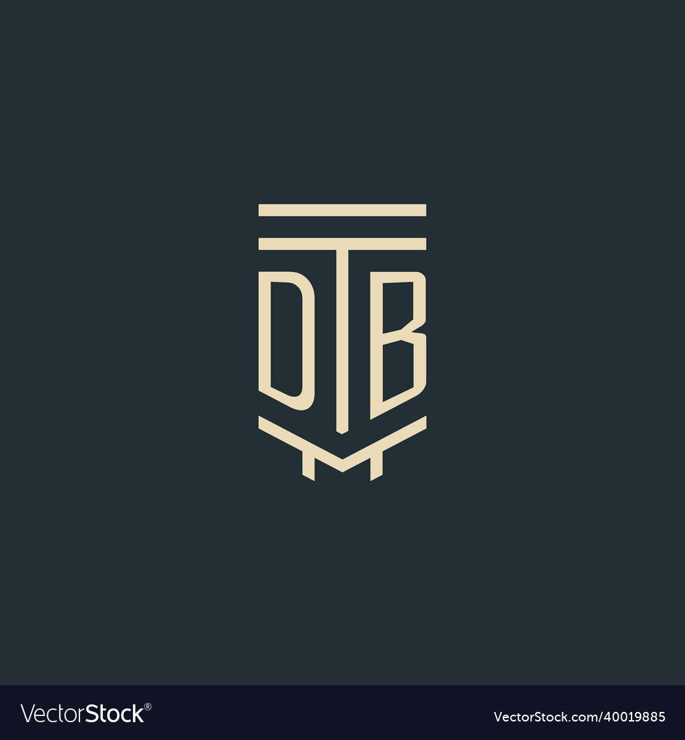 Db initial monogram with simple line art pillar