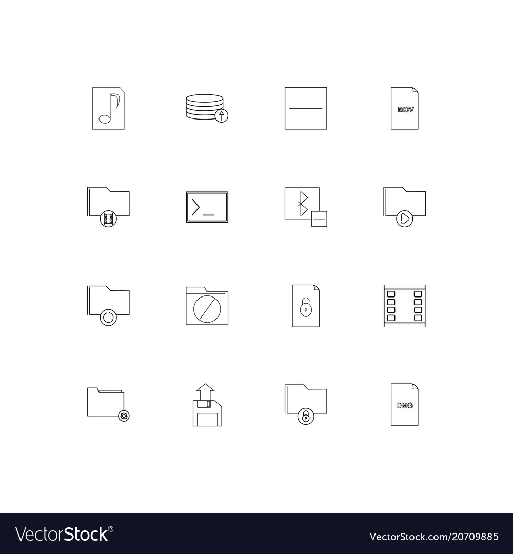 Dateien und Ordner unterschreiben einfache lineare Symbole Set