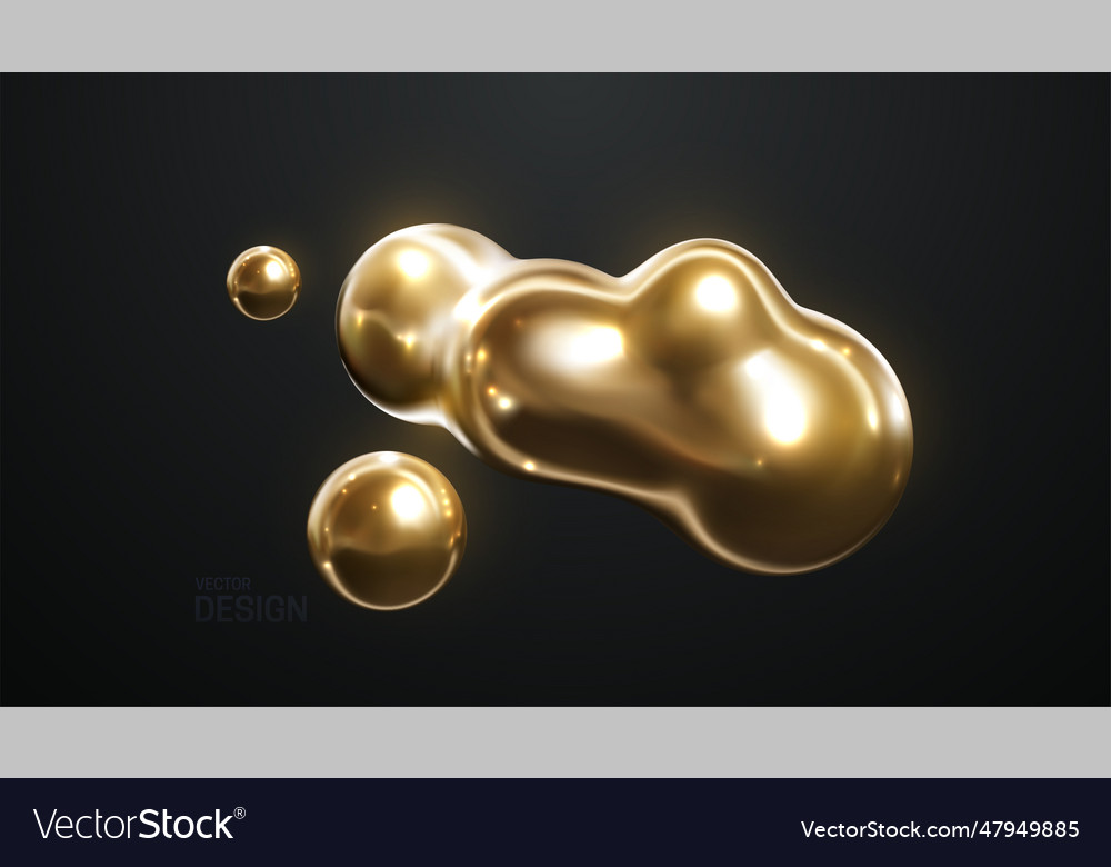 Golden metaball shape morphing metallic blob 3d