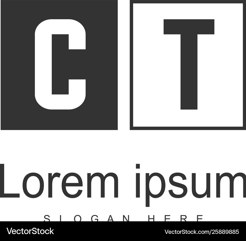 Initial ct logo template with modern frame Vector Image