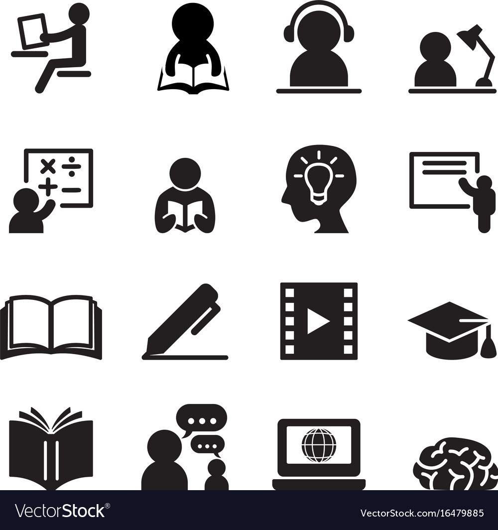 Learning icons set Royalty Free Vector Image - VectorStock