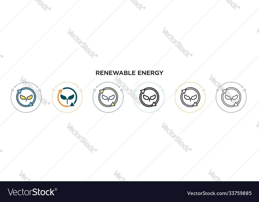 Renewable energy icon in filled thin line outline