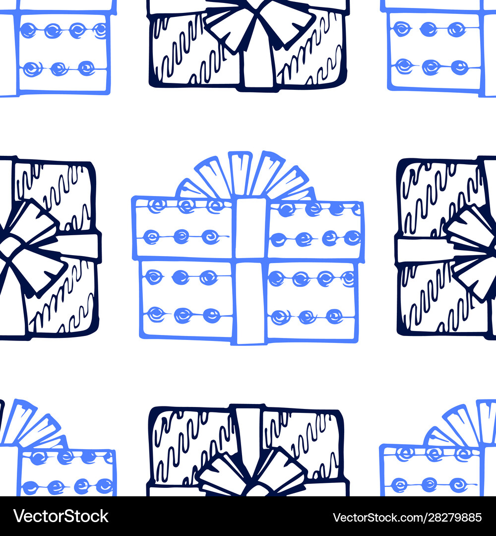 Seamless pattern with hand drawn gift boxes Vector Image