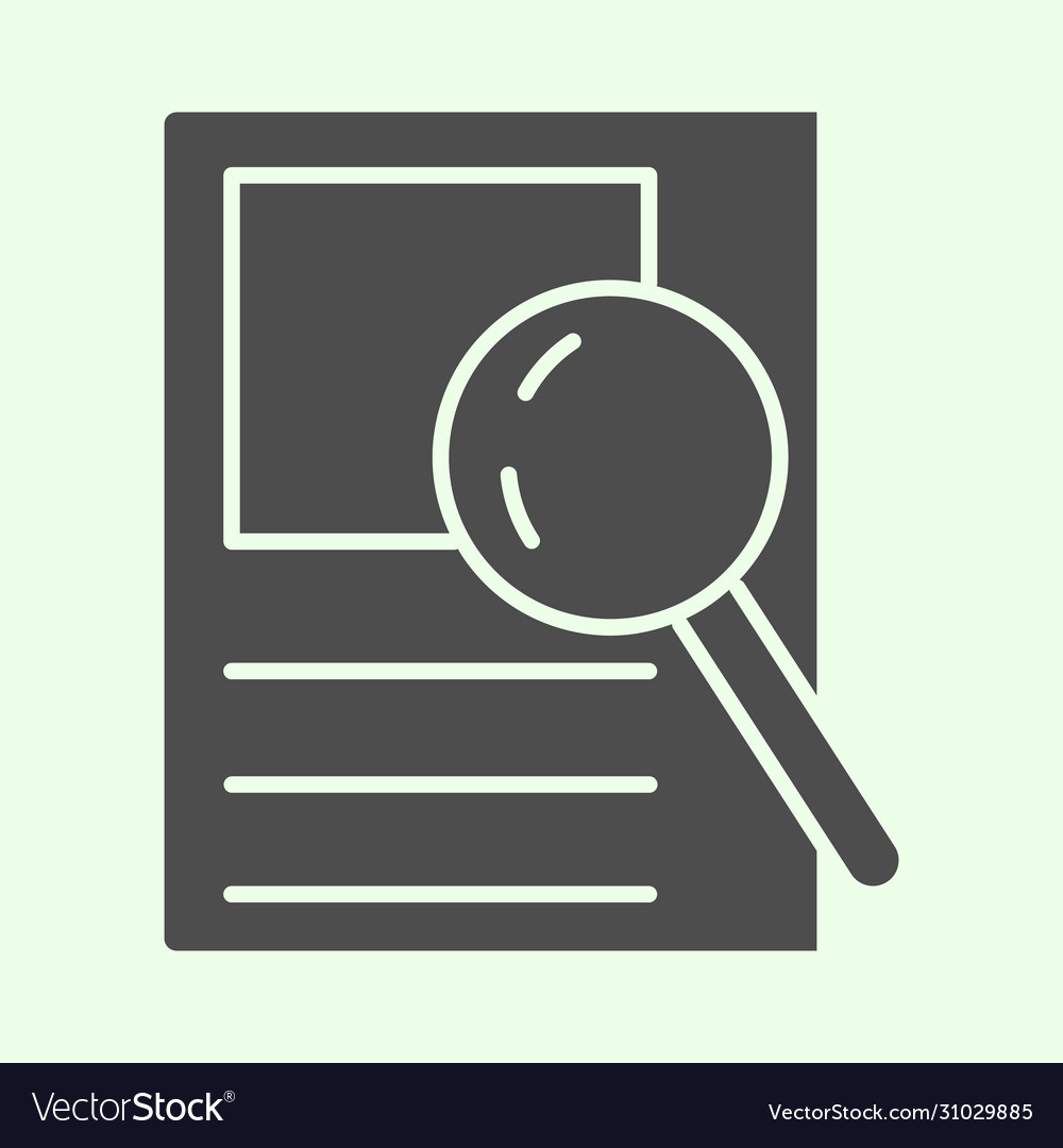 Search solid icon data searching document vector image Search solid icon data searching document