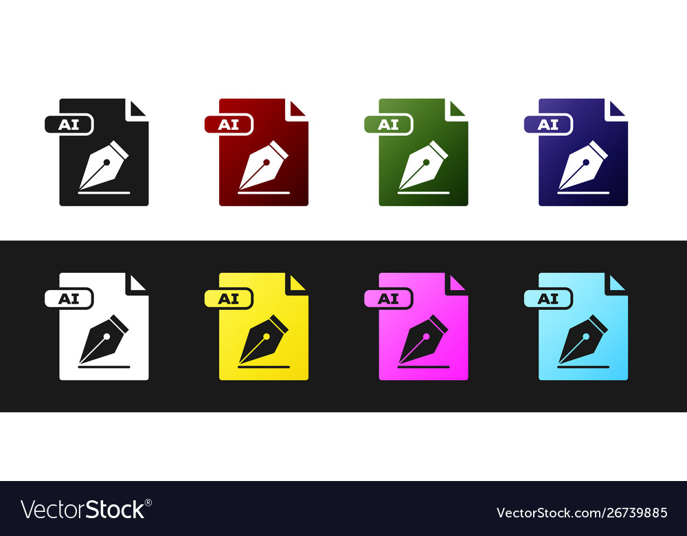 Set ai file document download button icon vector image Set ai file document download button icon