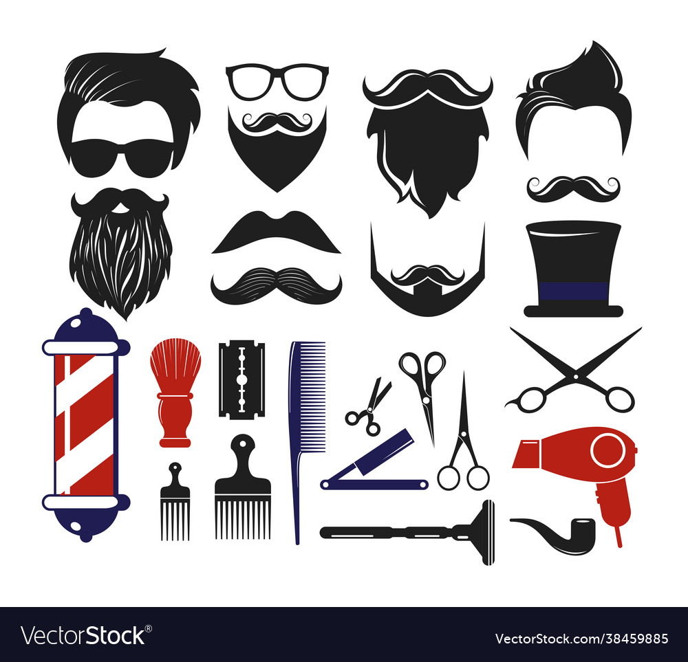 Set barber shop icons