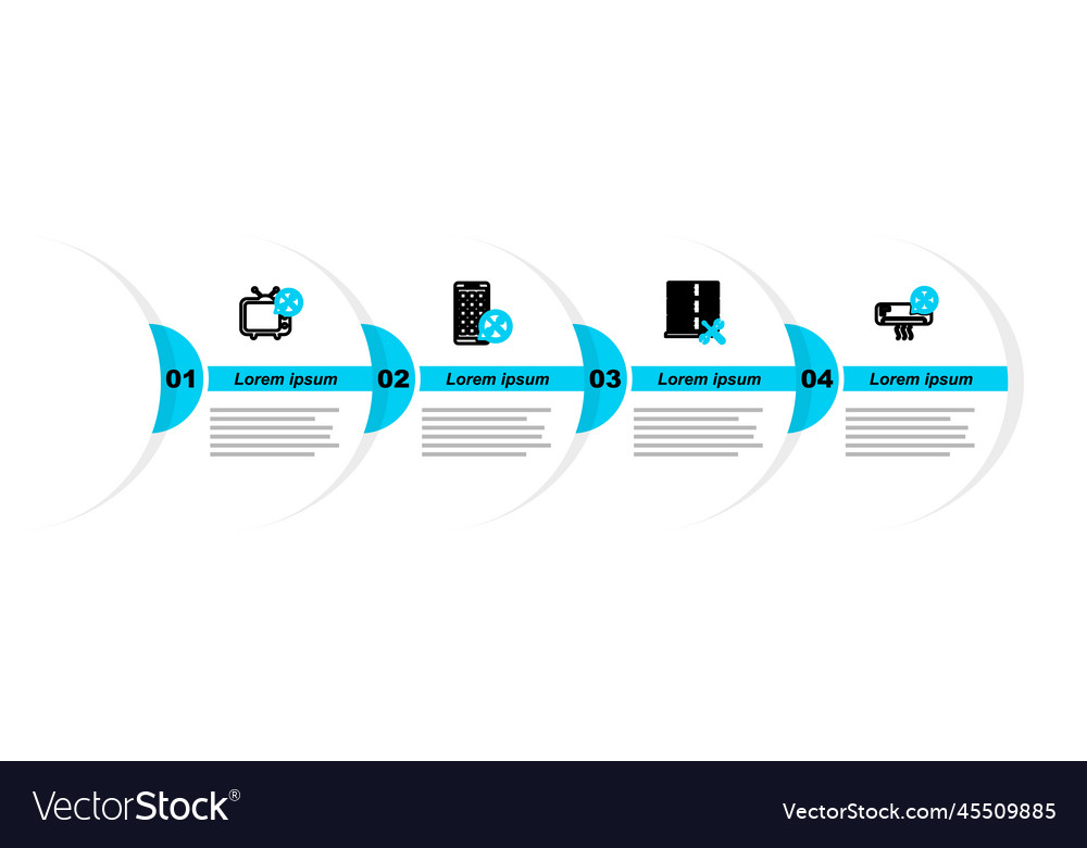 Set line air conditioner service database server vector image Set line air conditioner service database server
