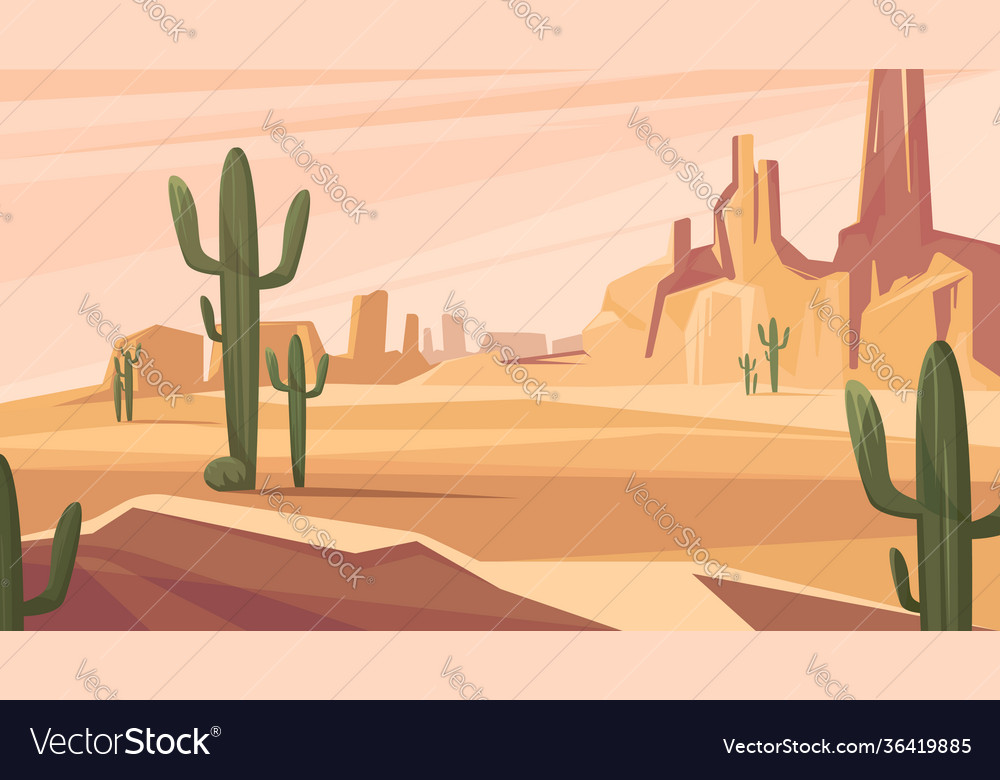 Texas desert landscape Royalty Free Vector Image