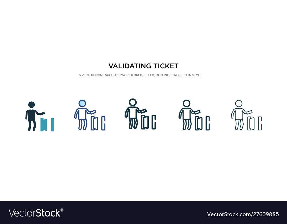 Validating ticket icon in different style two vector image Validating ticket icon in different style two