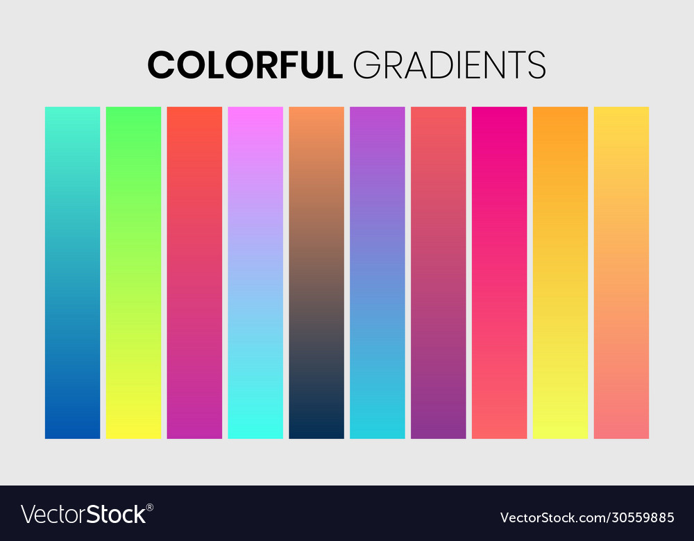 Vibrant colorful gradients swatches set