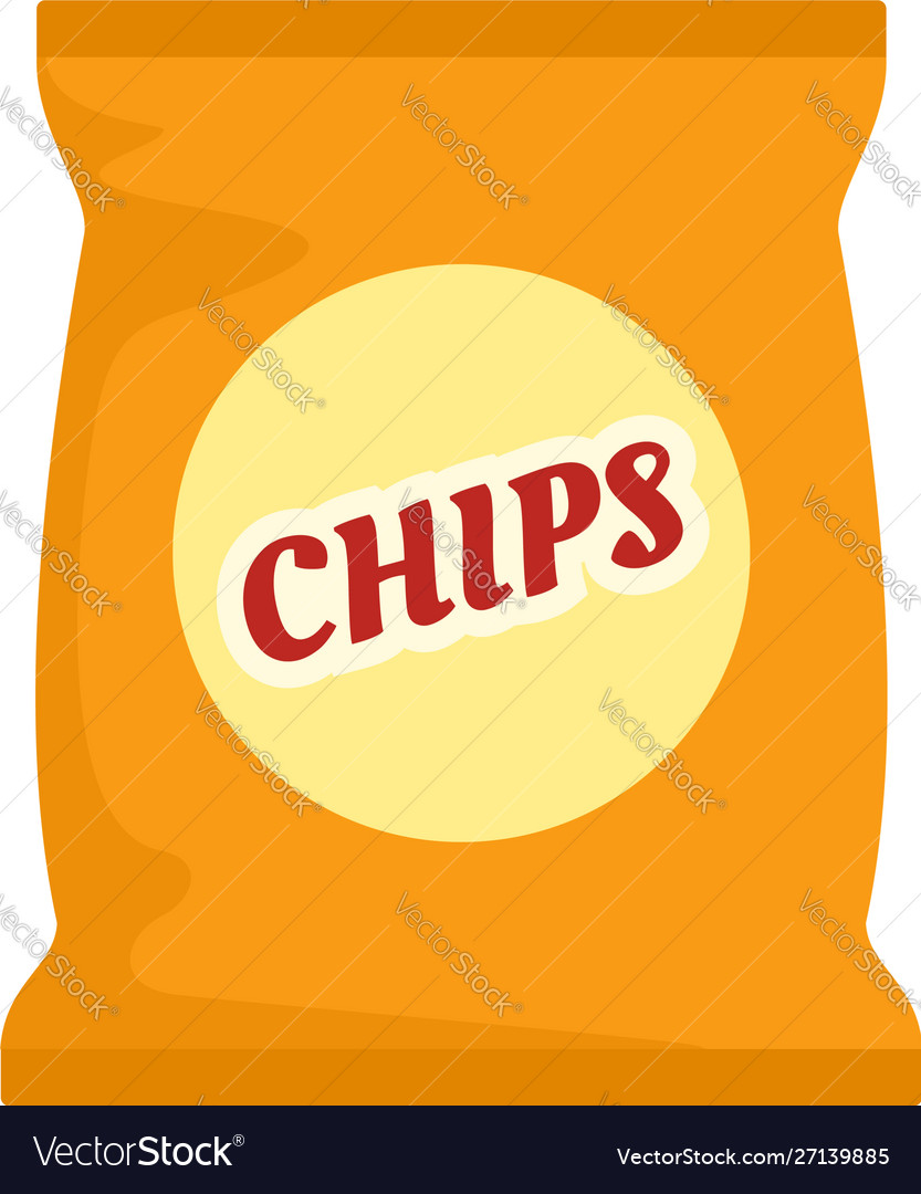 Yellow chips pack icon flat style Royalty Free Vector Image