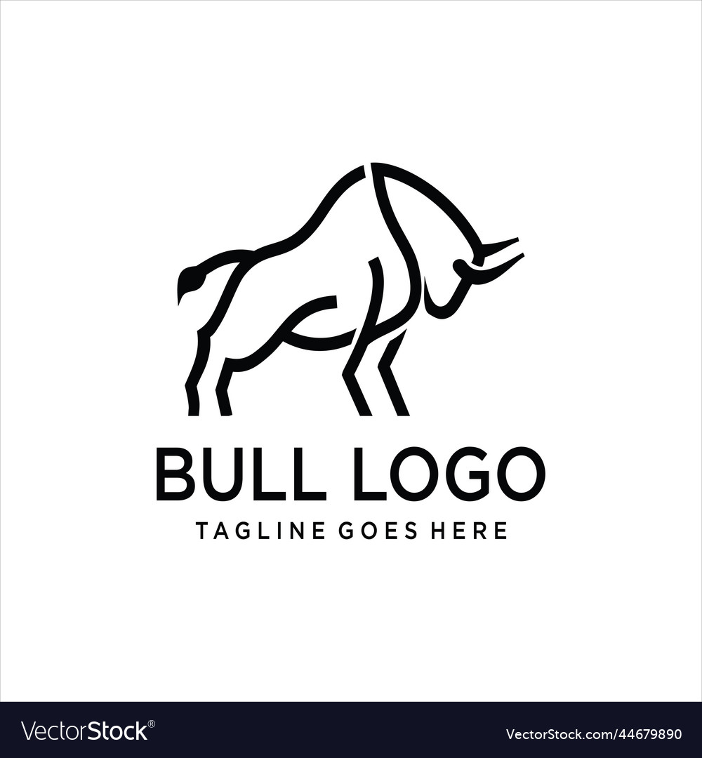 Bull line drawing logo icon vector image Bull line drawing logo icon