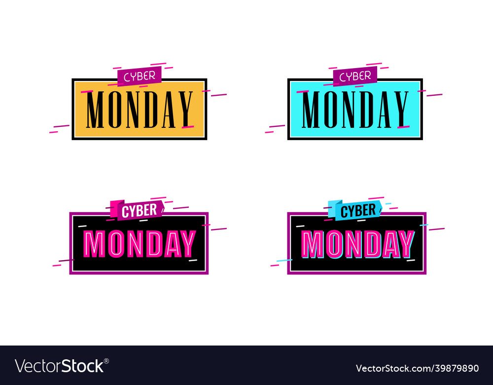 Cyber monday logo design set color