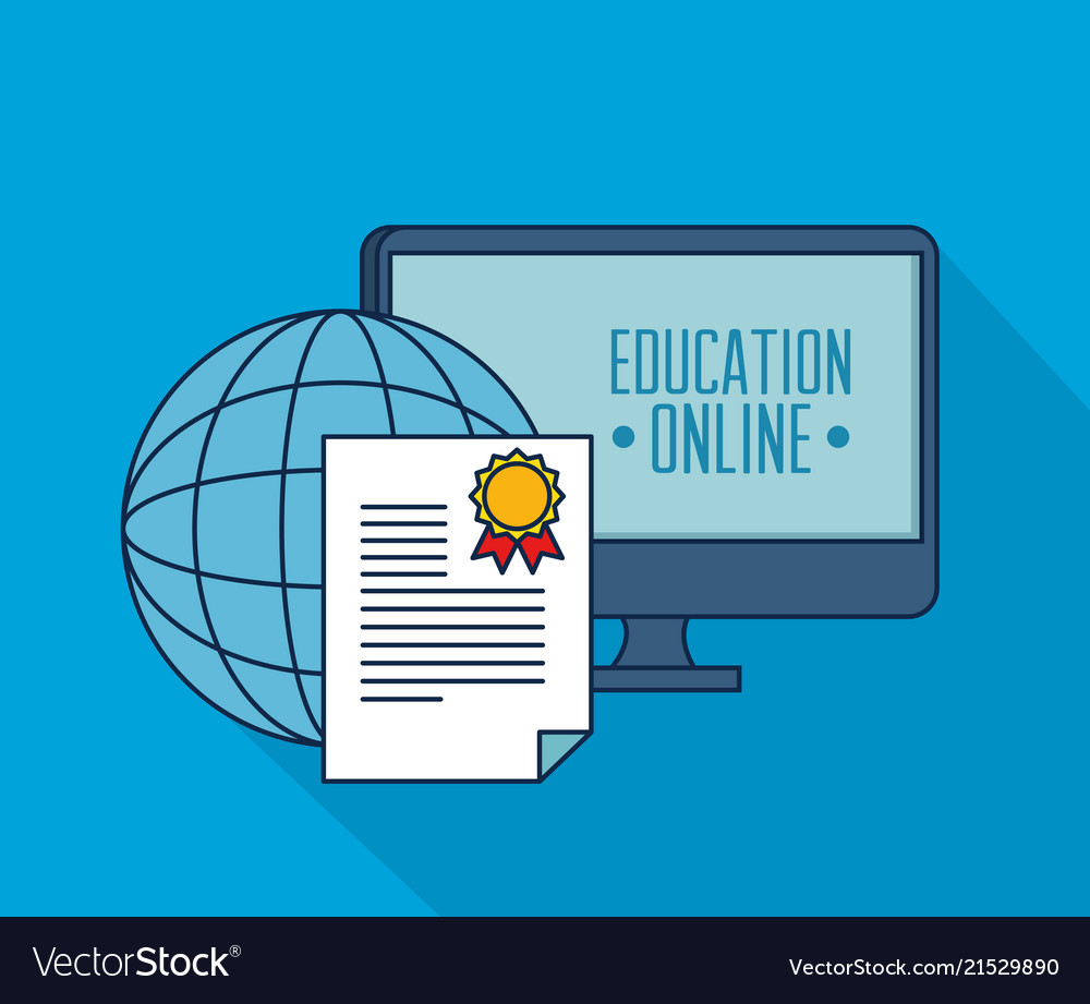 Education on line with desktop display vector image Education on line with desktop display