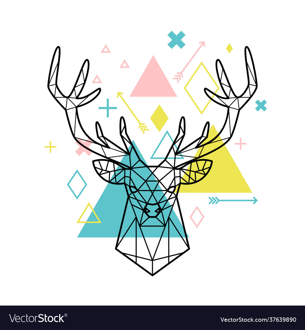 Geometric head deer Royalty Free Vector Image - VectorStock