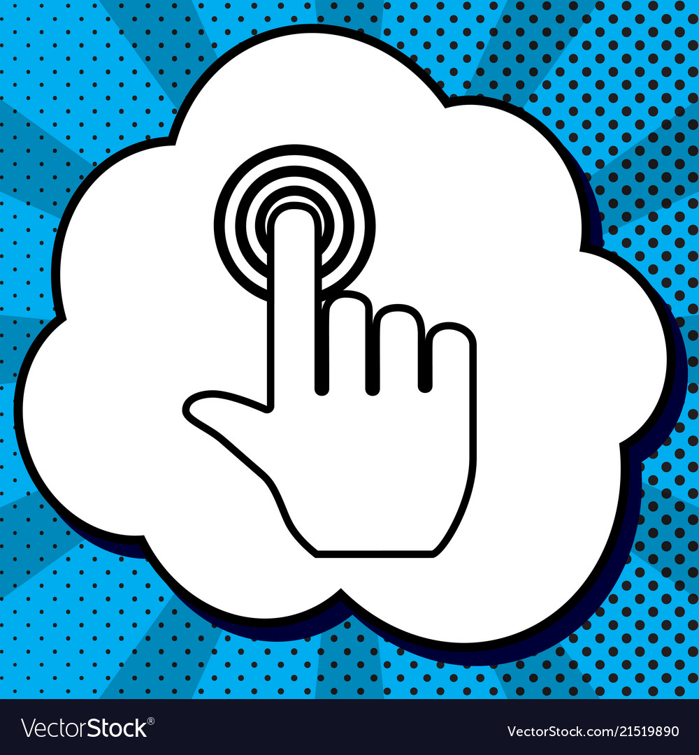 Hand click on button black icon in bubble