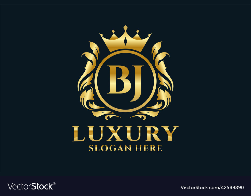 Initial bj letter royal luxury logo template Vector Image