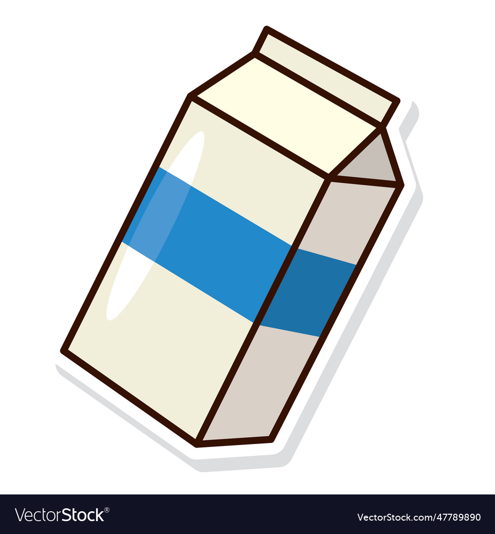 Isolated colored milk box sticker icon Royalty Free Vector