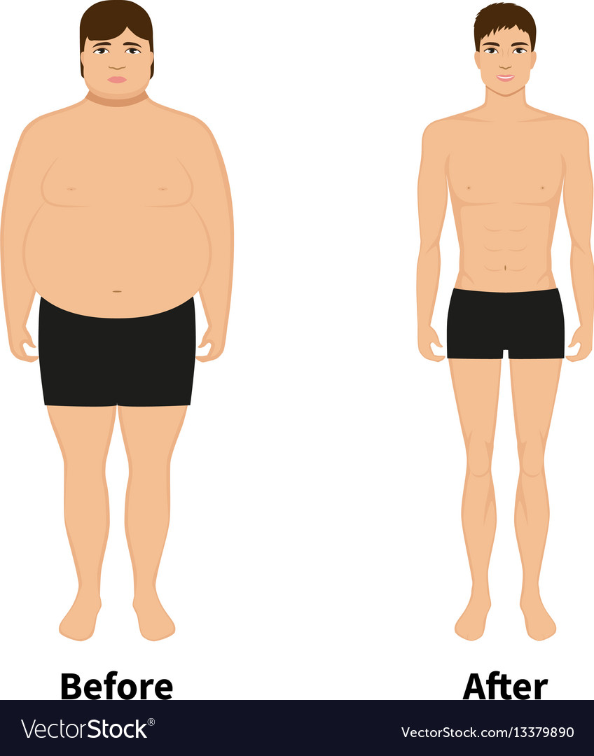 Man before and after weight loss Royalty Free Vector Image