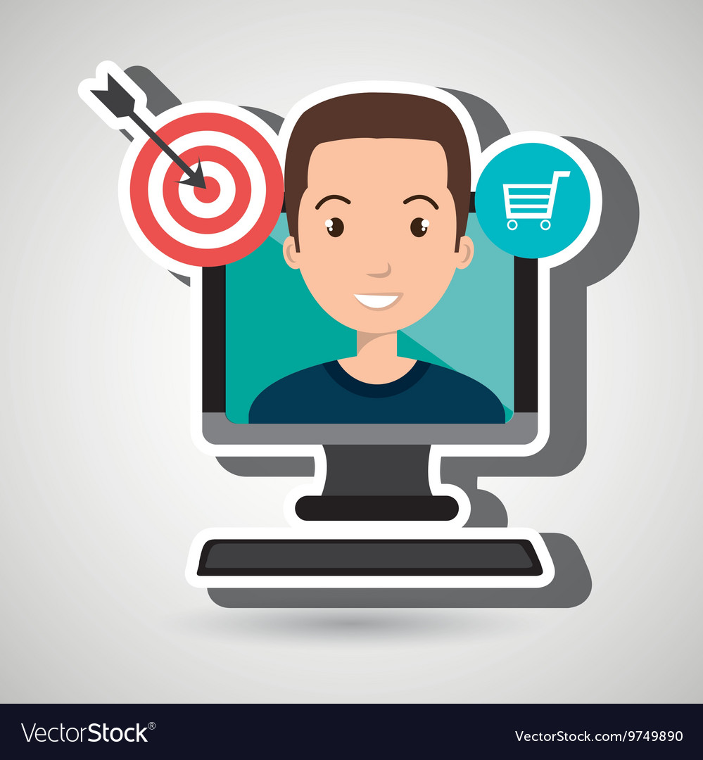 Man with computer isolated icon design Royalty Free Vector