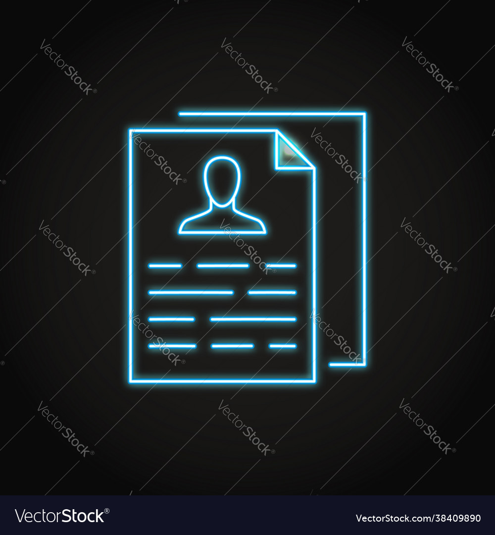 Neon personal data collection icon in line style Vector Image Neon personal data collection icon in line style