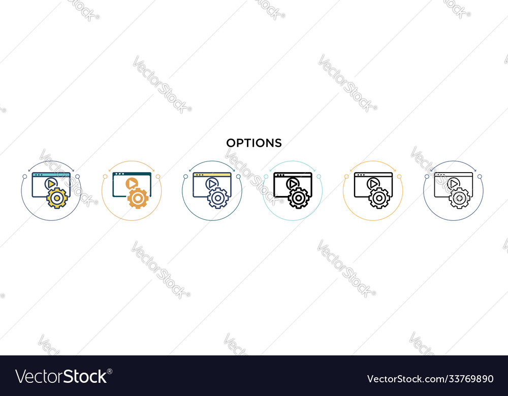 Options icon in filled thin line outline