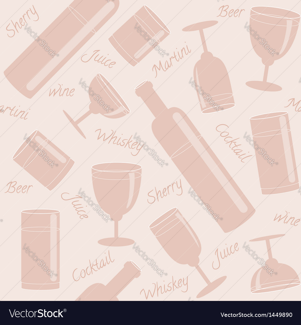 Seamless pattern with drinks and text