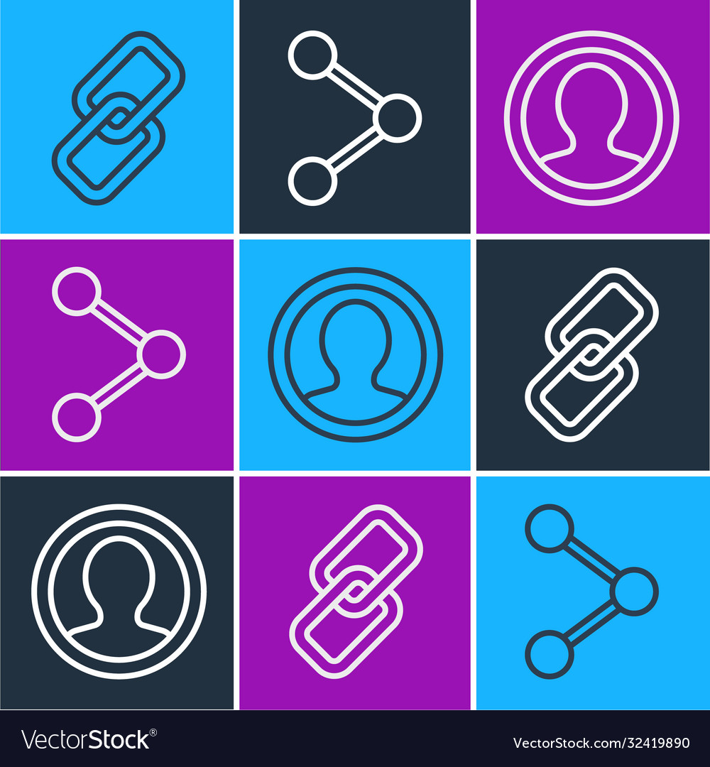 Set line chain link create account screen vector image Set line chain link create account screen