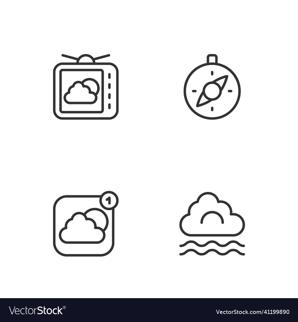 Set line fog and cloud weather forecast app vector image Set line fog and cloud weather forecast app