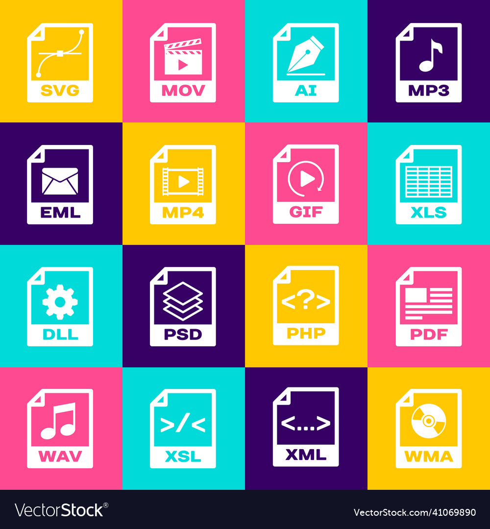 Set wma file document pdf xls ai mp4 and eml