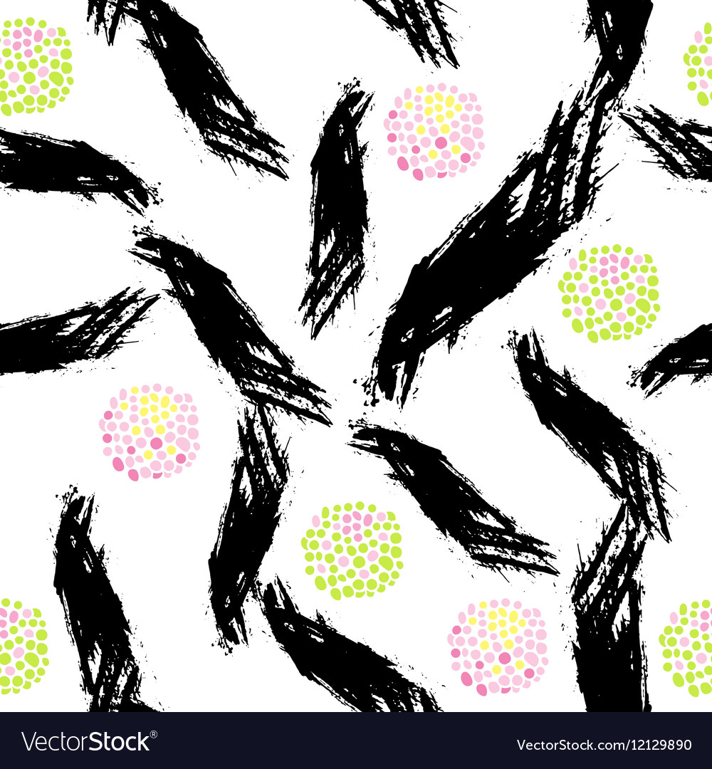 Strokes and colorful dots seamless pattern