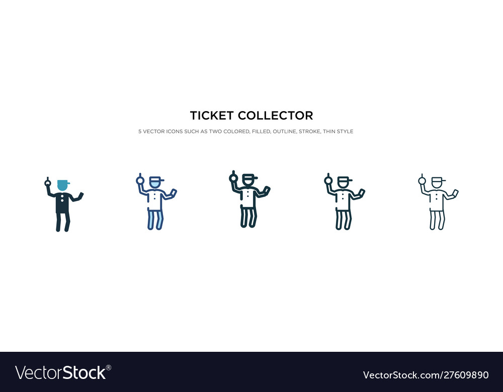 Ticket collector icon in different style two vector image Ticket collector icon in different style two