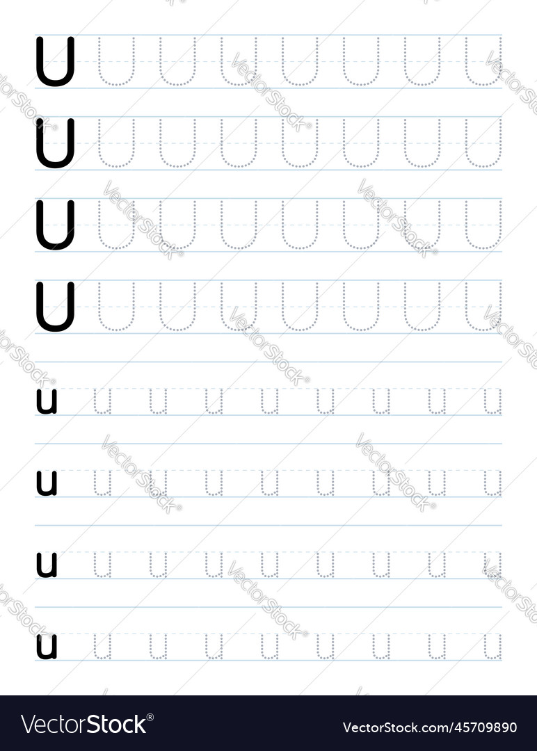 Tracing letter u worksheet for kids