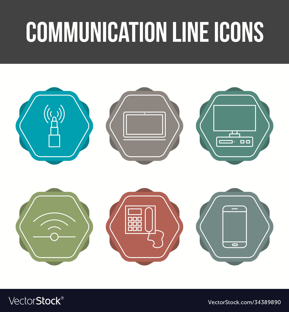 Unique communication line icon set