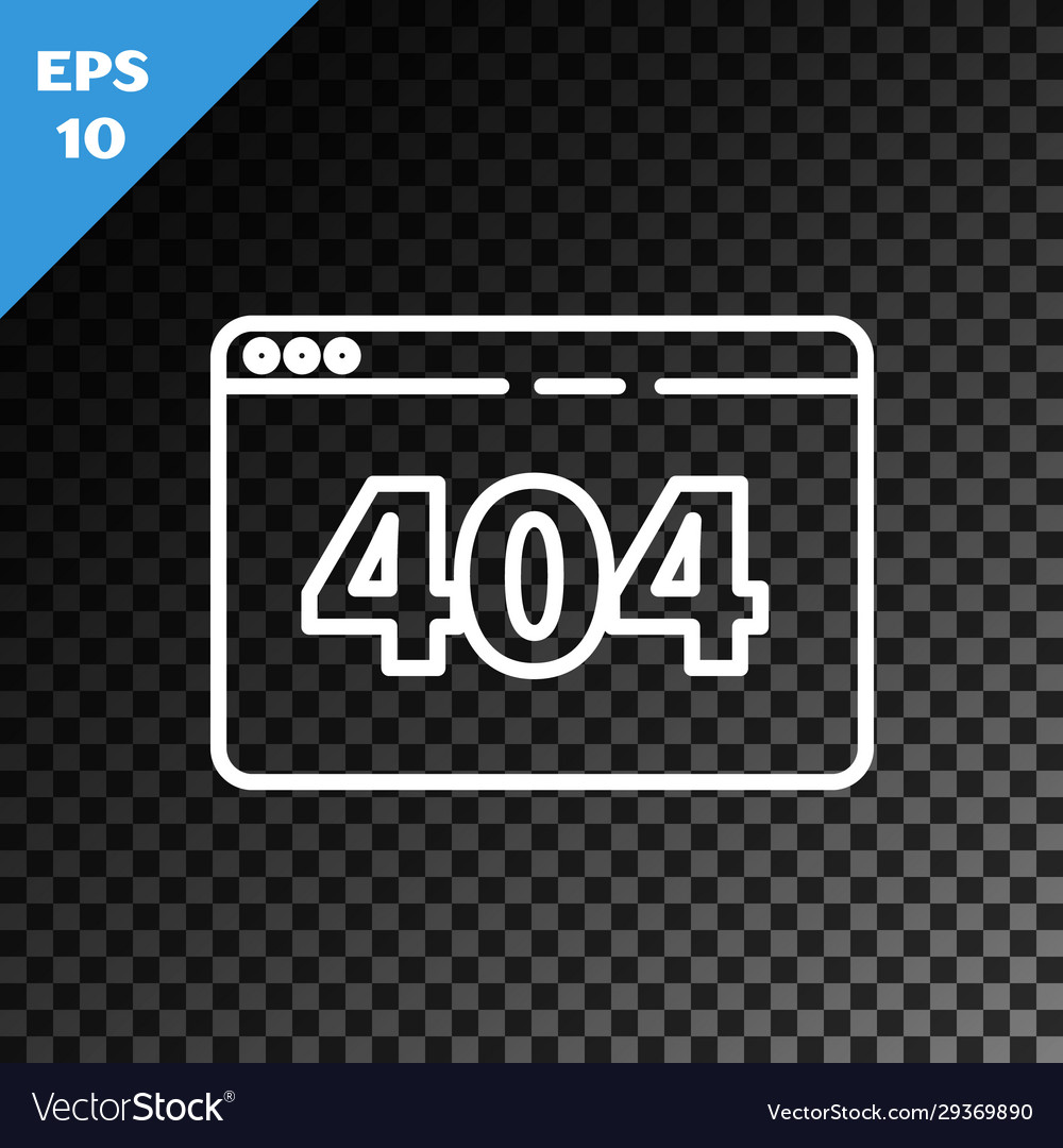 White line page with a 404 error icon isolated Vector Image White line page with a 404 error icon isolated