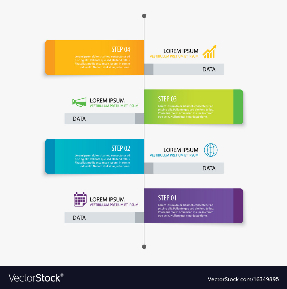 4 rectangle tab timeline infographic options Vector Image