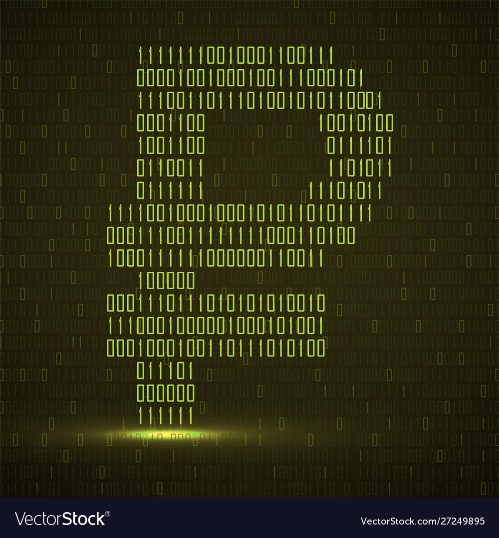 Abstract sign ruble binary code with neon light